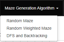 pathfinding algorithms dropdown menu